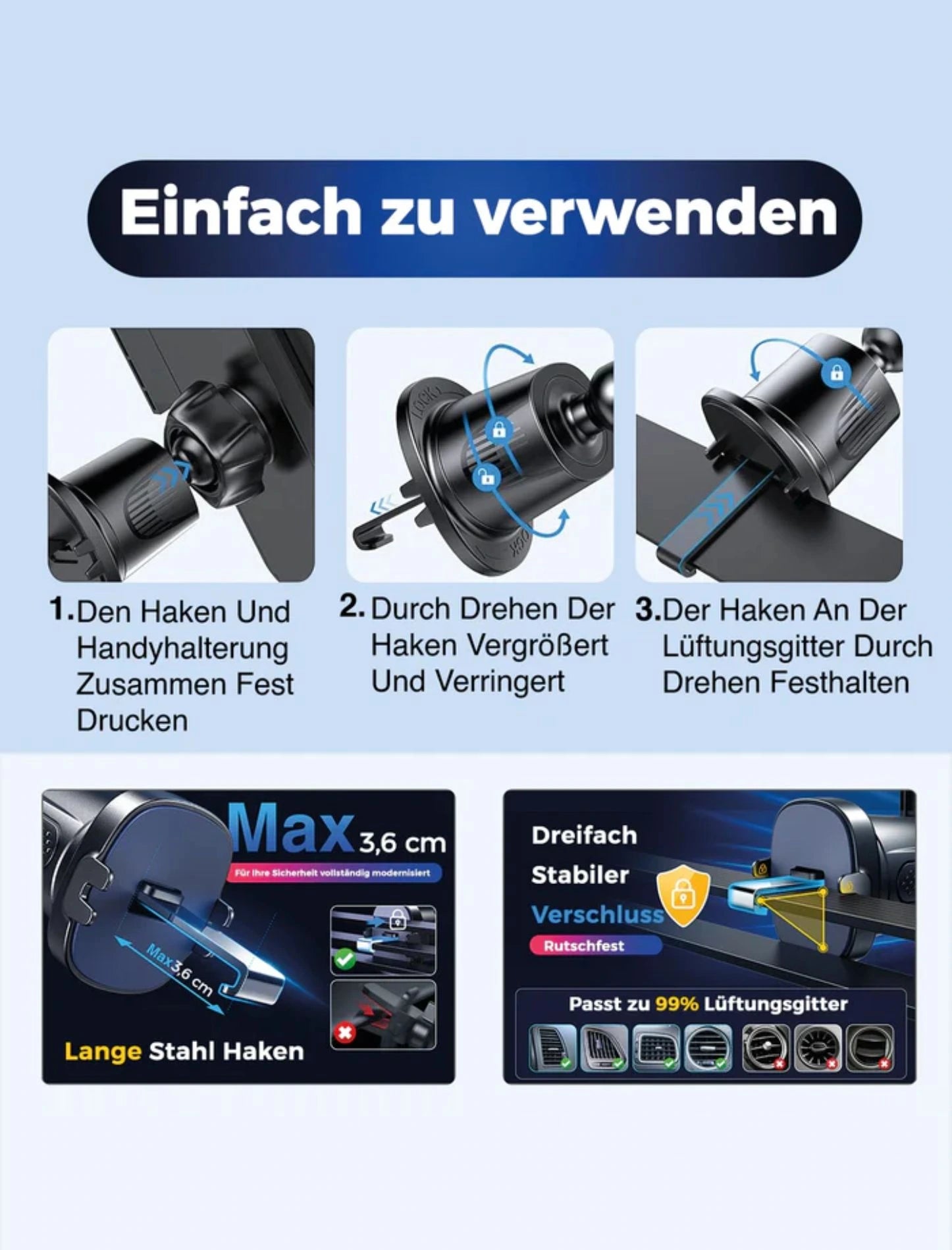 Auto Handyhalterung Für Lüftungsgitter KFZ